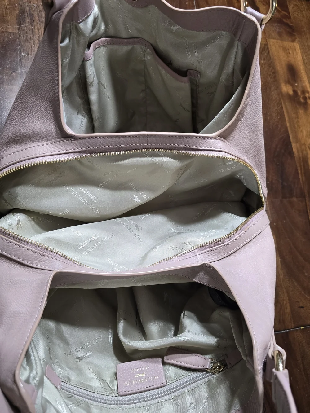Paul Costelloe Mauve Pink Leather Hobo Bag